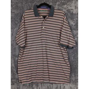 Alan Flusser Men's Striped Polo Shirt Large Colorful Mercerized Cotton
